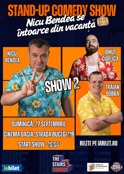 Afișul pentru Stand-Up Comedy Show | Show 2 | Nicu Bendea se întoarce din vacanță! | by The Stairs Comedy